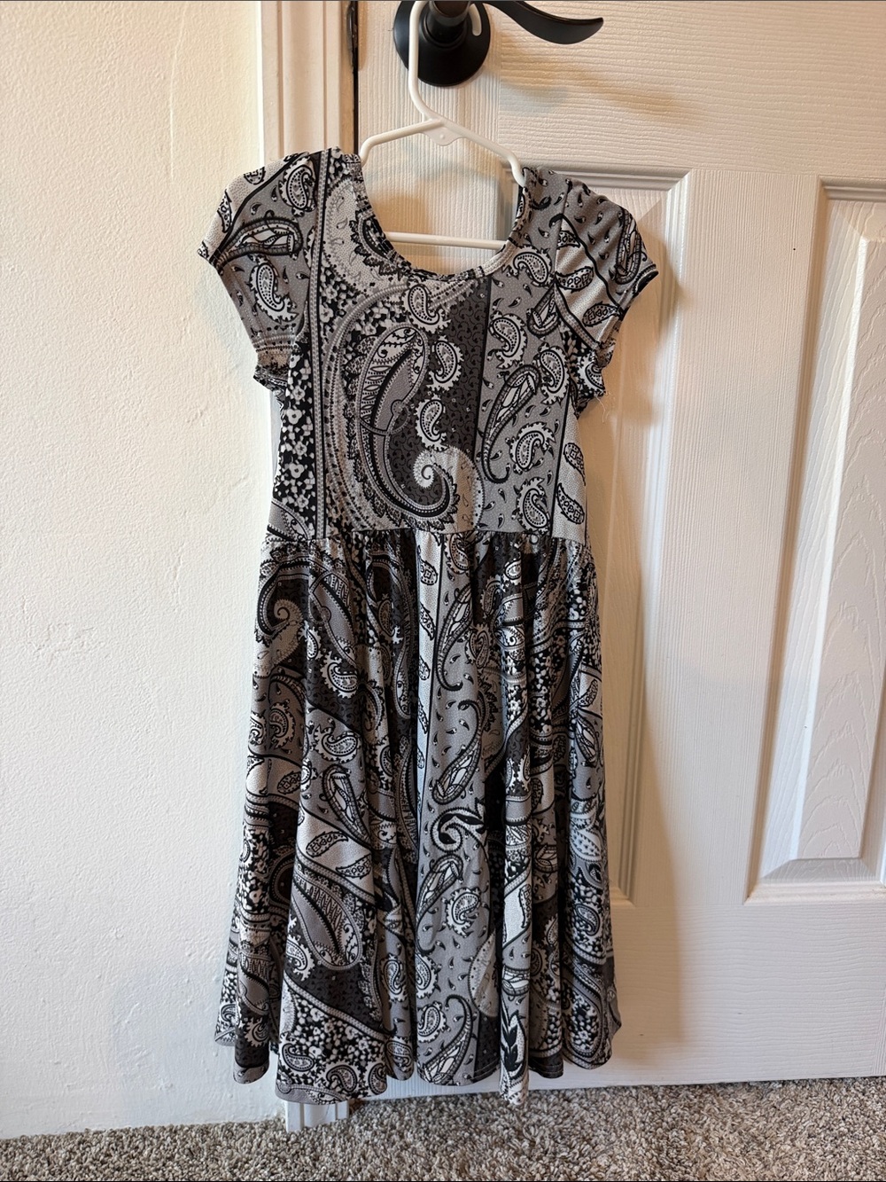 Dot Dot Smile Black and Gray Paisley Fit & Flare Dress